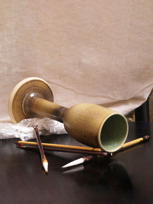 Olive Green Glass Vase